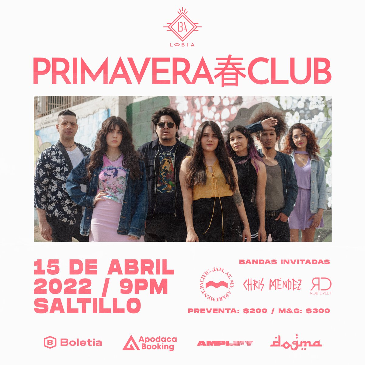 Saltillo! Tenemos una fecha más el próximo 15 de abril en <a href="/dogma_bar/">dogma bar</a> acompañando a nuestros amigos de <a href="/primaveraclvb/">Primavera Club</a> 🤍✨ los boletos ya están disponibles 👇 🎟
primavera-club-en-saltillo.boletia.com
 Pendientes que aún vienen más fechas! 👀  🦅