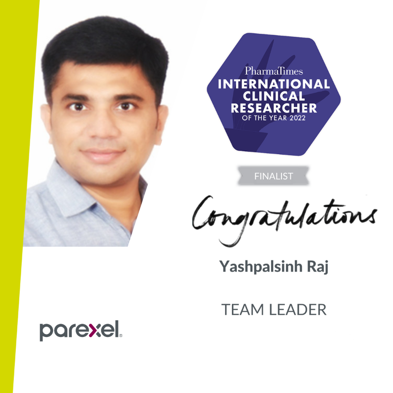 Parexel's tweet photo. Congratulations to Gosia Skaradzinska, Olga Kalashnikova and Yashpalsinh Raj for being selected as finalists for the @PharmaTimes International Clinical Researcher of the Year Award! We look forward to cheering you on at the ceremony on May 19. #PTCROY #clinicalresearch #CRA