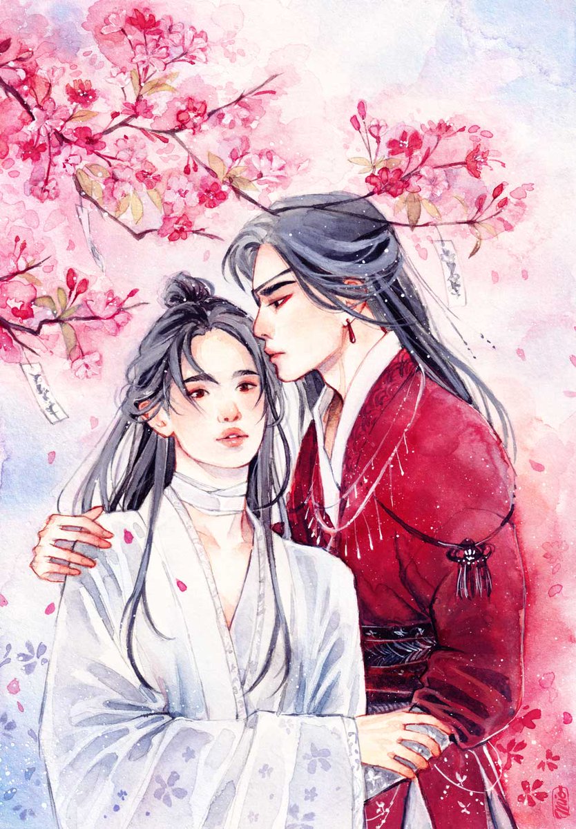 long hair chinese clothes black hair jewelry earrings traditional media 2boys  illustration images