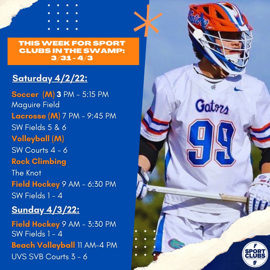 Ready for another week of sport club events? Check out all that is going on this weekend in the Swamp! #LiveInMotion @UFRecSports