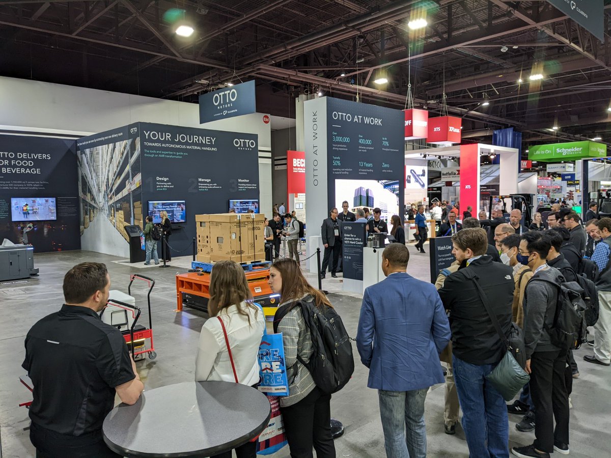 OTTOMotors's tweet image. OTTO Motors booth (B4824) at #modex2022 is in full swing on Day 1! If you’re interested in automating your material handling processes, stop by and check out our full fleet demo of OTTO Lifter, OTTO 1500 and OTTO 100.