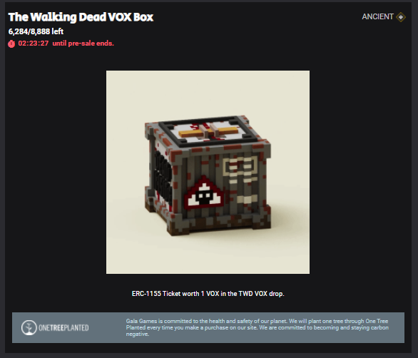 pizzacrypto_'s tweet photo. If you own 2 or more GALA Founders Nodes, the presale for the Walking Dead VOX Box is going on NOW!!!!

These are reselling on OPENSEA for 2k more.... GOGOGO #walkingdead #vox #galagames #galanodes https://t.co/zxBoHJrbN7