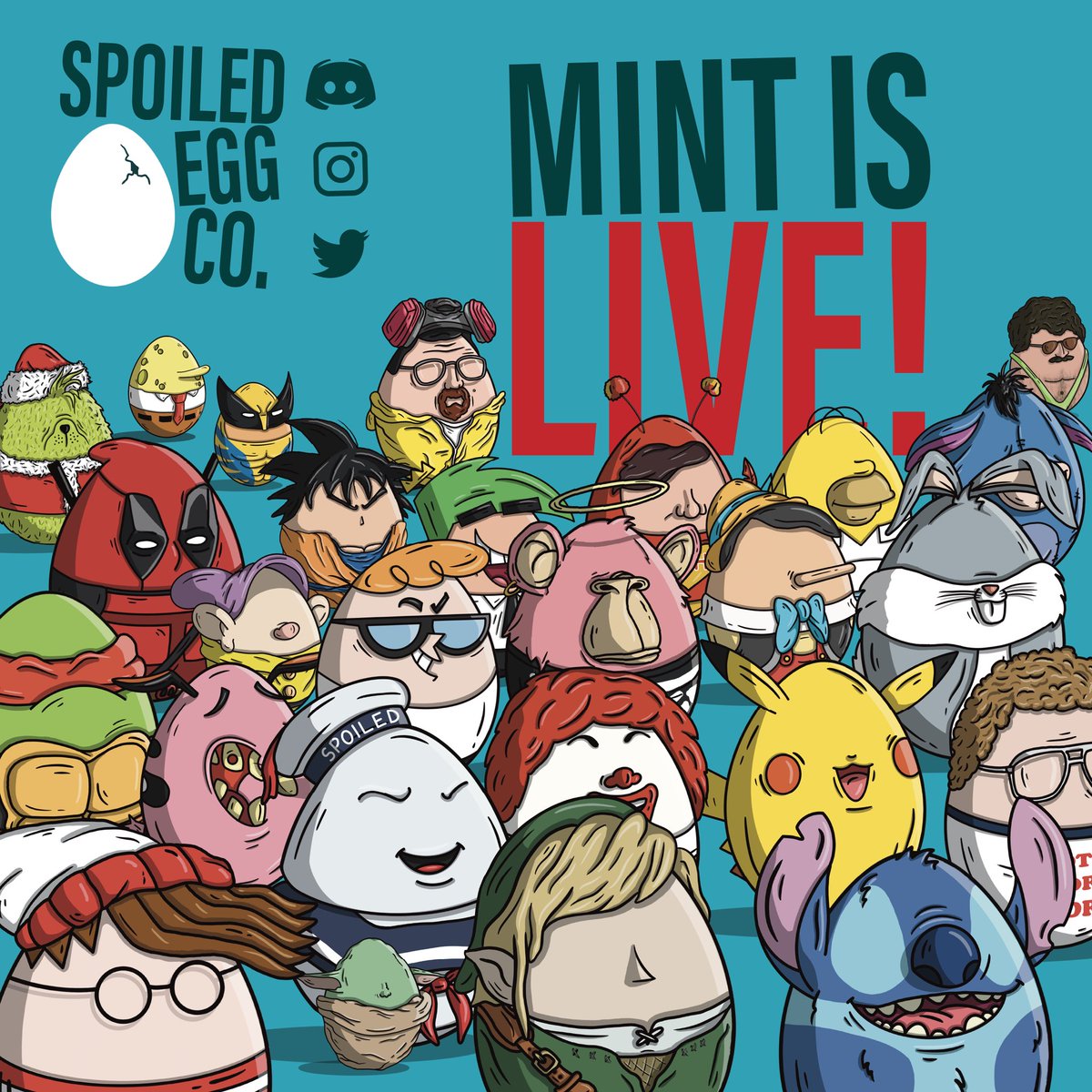 🚨MINT IS LIVE! 🚨
First 100 Spoiled Eggs for 0.05 ETH on spoiledeggco.com

Mint yours now!
#NFT #NFTdrop #NFTCollection #NFTCommmunity