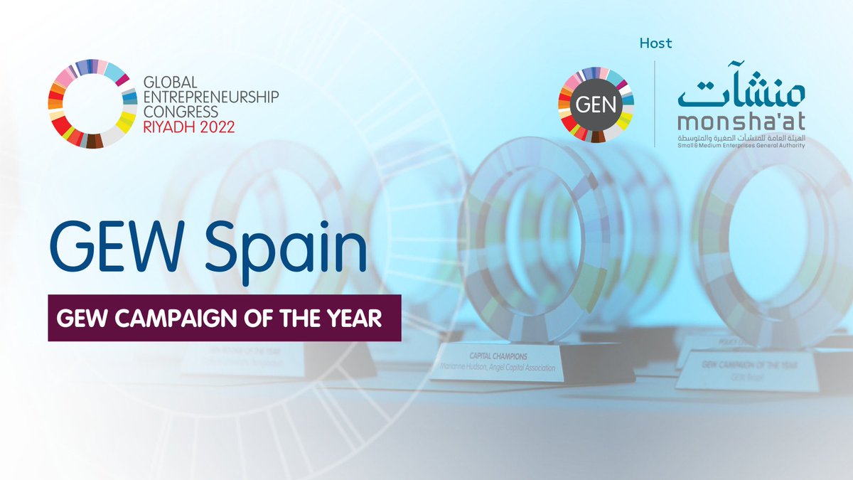 .<a href="/gewspain/">GEW Spain</a> wins the Global Entrepreneurship Week Campaign of the Year Award, for an inspirational and growing campaign from a moderately-sized country that registered 504 activities on the GEW website, with solid brand awareness and integration of multiple GEN programs.
