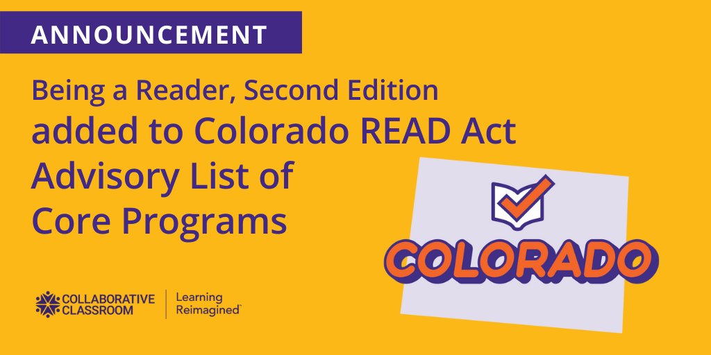 #Colorado #literacy educators, take note! Being a Reader, Second Edition has been added to Colorado’s READ (Reading to Ensure Academic Development) Act list. #READAct #ScienceofReading bit.ly/3qJzk9Q