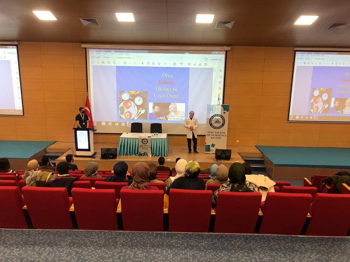 AybuYelken's tweet photo. Çok değerli Prof. Dr. Fahri BAYIRLI hocamızla "Oruç, Kanser, Otofaji" konulu hikmet dolu bir konferans gerçekleştirdik. Değerli bilgilerini bizimle paylaştığı için hocamıza ve programa katılan meslektaşlarımıza gönülden teşekkür ediyoruz. https://t.co/k4tjLuhgHV