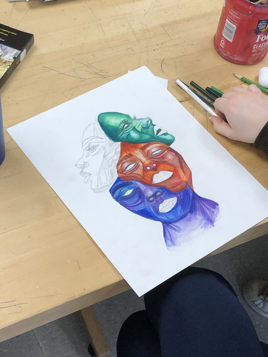 Nyack_Schools's tweet photo. From pencil to paint & all mediums in between, #NyackHS AP Art #studentartists let creativity flow for “Portfolio Day.” W/all the resources at their fingertips, the teens are free to experiment & create the works of art that will define their style. #YouthArtMonth #NyackSchools https://t.co/yTyaM7upky