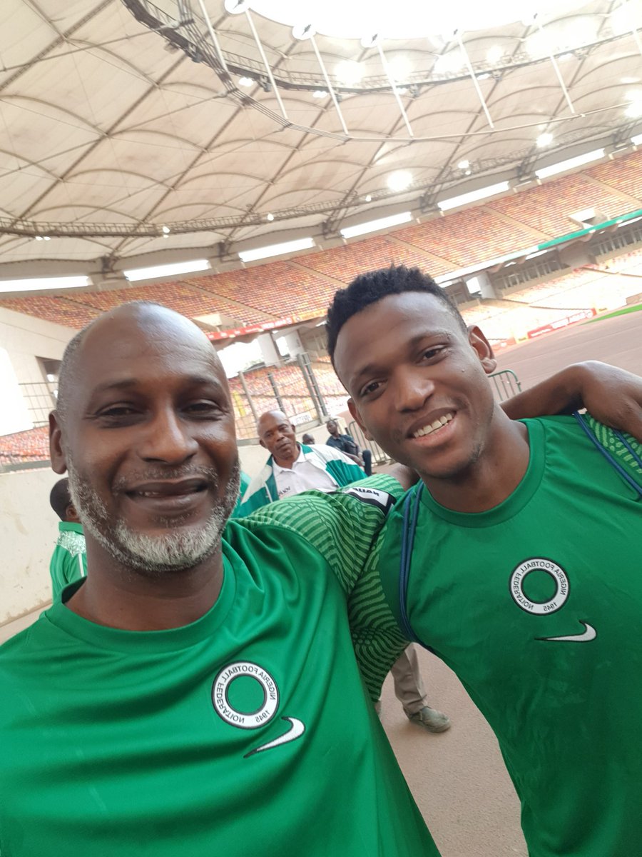 With the Super Eagles players in preparation to world cup play off with Black stars of Ghana best of luck