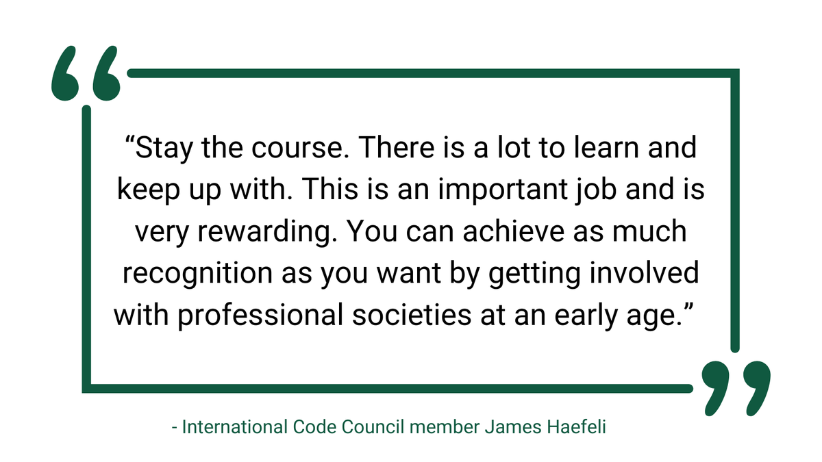 IntlCodeCouncil's tweet photo. Code Council member James Haefeli, principal/director of mechanical engineering at @JordanSkalaEng in Georgia, shares his advice for code professionals starting out in the industry. What advice would you give? https://t.co/FsCaN8gIIe #ICC #CodeCouncil #ICCmembernews #ICCbsj https://t.co/Cc6IHu037G
