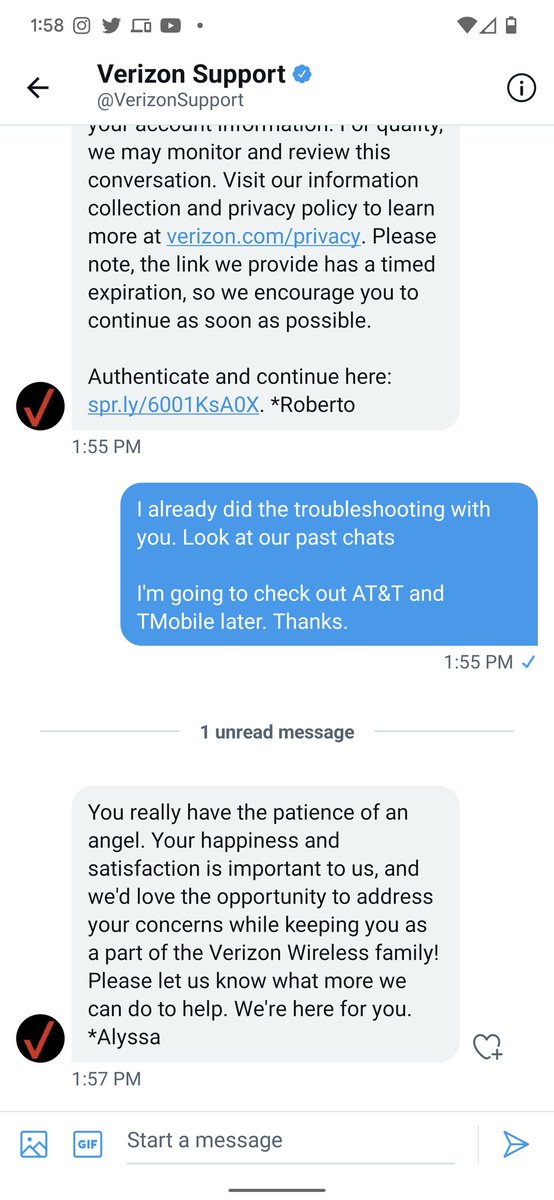 CrispChum's tweet photo. I worked with @VerizonSupport  for months. They won't let me return my phone after the return period. They sarcastically send to me "I have the patience of an angel." https://t.co/MuCdiSYiSO