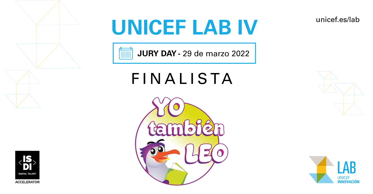 😊Estamos orgullosas de contaros que <a href="/yotbleoApp/">Yo también leo</a> es uno de los finalistas que mañana estarà en el Jury Day de UNICEF LAB organizado por <a href="/unicef_es/">UNICEF España</a> y <a href="/ISDIacc/">ISDI Accelerator</a> 

#inclusión #educación #infancia #UNICEF