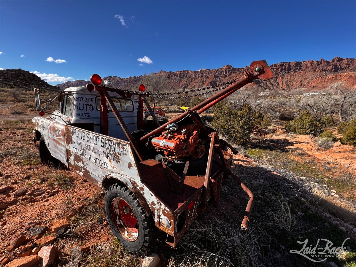 How long would you guess that’s been there?  #motormonday #towtruck #v8 #whenyouseeit #gmctrucks #wrecker #patina_transport #knuckin #truck #hauler #vintagetruck #rusty #desertphotography #towtrucks #moab

Laid-Back Garage.. getting you nowhere fast 💯😎🇺🇸