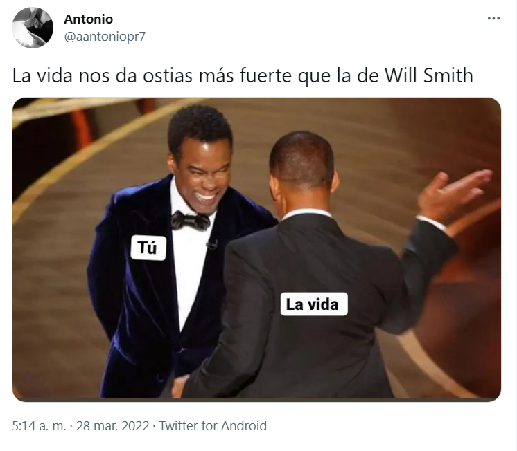 247DigitalWeb's tweet photo. #Humor247 | La noche de los #Oscars no sólo dejó golpes, lágrimas y un spoiler del estreno de una película, si no también una gran cantidad de memes.
#28Mar #247Digital https://t.co/CRC8KKizkl