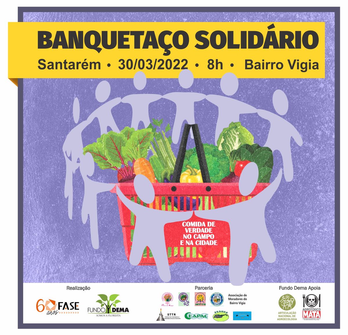fundodema's tweet photo. Em mais uma ação de solidariedade, o Fundo Dema/FASE Amazônia realiza o BANQUETAÇO SOLIDÁRIO, em Santarém (PA). A ação acontece no próximo dia 30.03, a partir de 8h, no bairro Vigia. Serão distribuídas 500 cestas à comunidade, com alimentos da agricultura familiar camponesa. https://t.co/VjybJ3LZpg