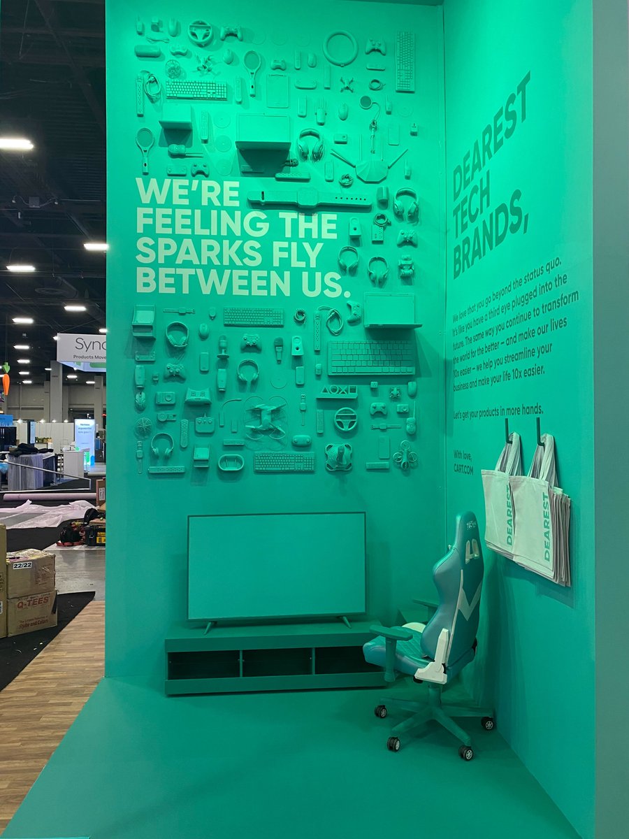 cartdotcom's tweet photo. Our brand obsession has no limits and that includes how we show up at Shoptalk! What do you think about our truly off the wall creative?

Come say hi at booth #4028!

#shoptalk2022 #cartdotcom https://t.co/QcueYF1NMf