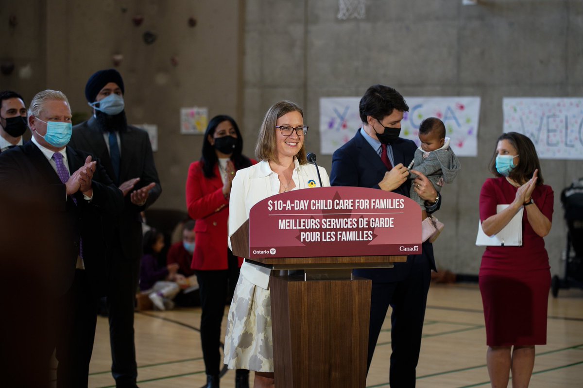 karinagould's tweet photo. Today is the first step on a bold new journey in #Ontario.
✔️25% reduction in fees as of April 1
✔️50% reduction in fees by end of 2022
✔️86,000 #childcare spaces
✔️Supports for ECEs

#earlylearning #cdnpoli #onpoli https://t.co/6DPrLffcmx