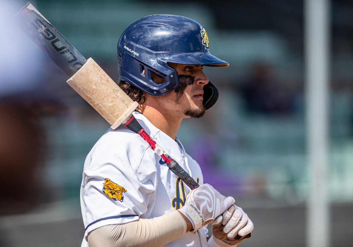 NCAT_Baseball's tweet photo. Three-zero is a 𝐝𝐮𝐝𝐞 

The ONLY player in the @BigSouthSports with a batting average above .400 (.413) 💪🔥

Just 42 players in the country have a better mark 😳 https://t.co/wJ7R9JvlAN