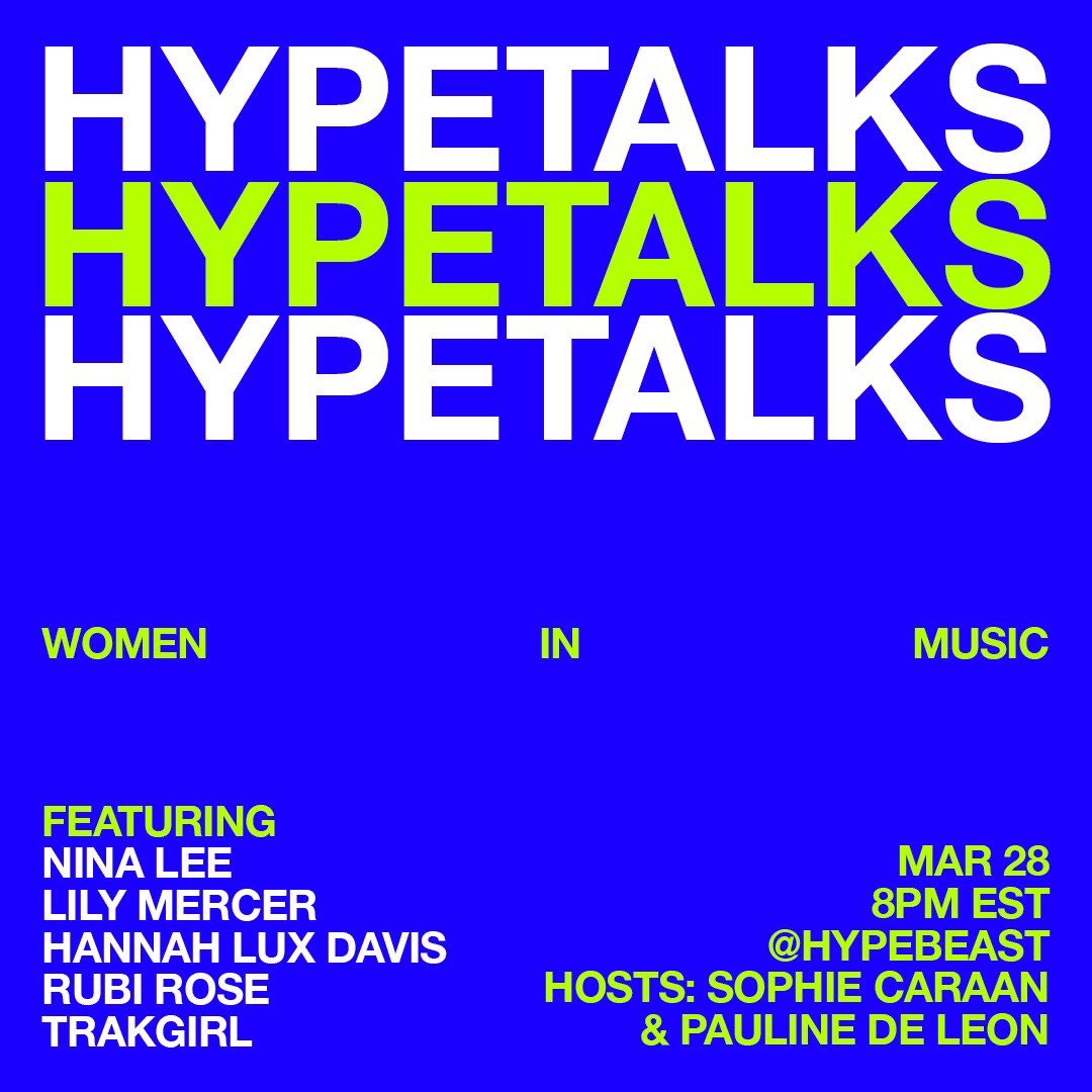 Excited to talk music with these incredibly talented women tonight via @hypebeast 💖 Tune in at 8pm EST [1am BST]