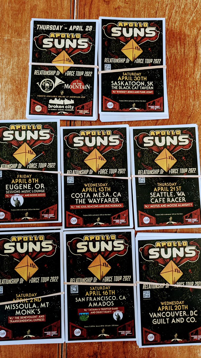 See you on the road. Gonna be handing out hand Flyers at these shows.

<a href="/cieloagency/">Cielo</a> 
<a href="/wayfarercm/">The Wayfarer</a> 
<a href="/CFCRSaskatoon/">CFCR 90.5FM</a> 
<a href="/yxeguitarshow/">The Guitar Show YXE</a> 
<a href="/guiltandcompany/">Guilt & Co.</a> 
<a href="/amadossf/">Amado's</a> 
@TheBrokenCity 
<a href="/CJSW/">CJSW</a> 
<a href="/IAmTheMTNmusic/">I Am the Mountain</a> 
<a href="/01Waller/">Andrew Waller</a>