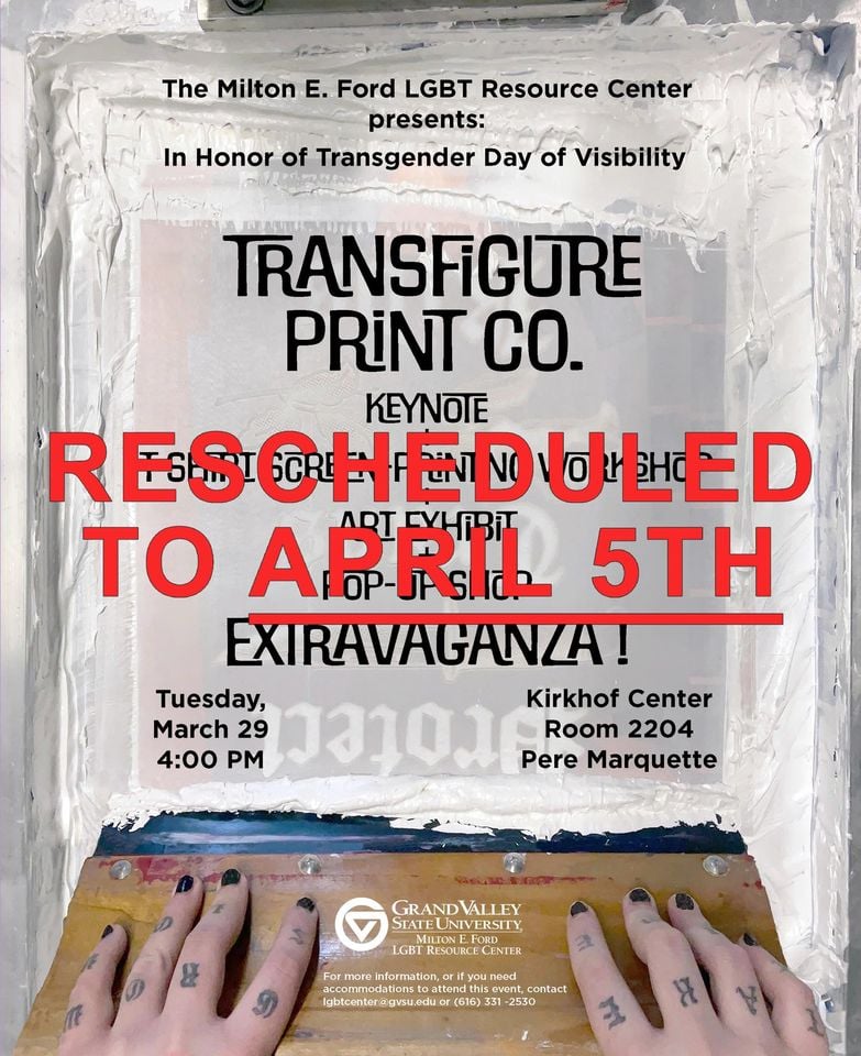 ❗️❗️❗️Due to unforeseen circumstances, our Transgender Day of Visibility Event has been RESCHEDULED FOR TUESDAY, APRIL 5TH. ❗️❗️❗️ Same time, same place, same event! Please come check it out on April 5th!
