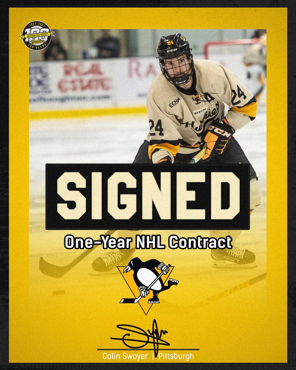 Colin Swoyer signed a one-year NHL contract with Pittsburgh Penguins. #mtuhky #FollowTheHuskies 📝michigantechhuskies.com/sports/mice/20…