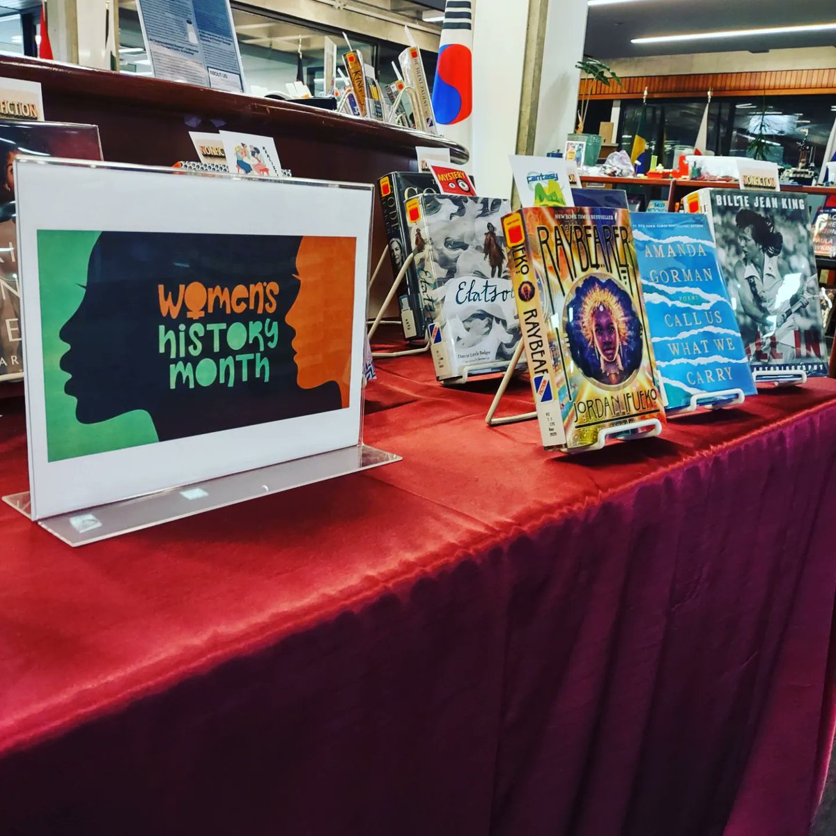 BrushLibrary's tweet photo. For Women's History Month, read stories centered around women or books written by women. Check out our display in the KBL for recommendations! #womenshistorymonth https://t.co/W8IKNOcuiE