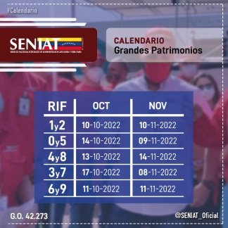 SENIAT_Oficial's tweet photo. CALENDARIO DE SUJETOS PASIVOS ESPECIALES Y AGENTES DE RETENCIÓN PARA EL AÑO 2022.
#DeclaraYPagaElISLR
#RenacerEnSocialismo https://t.co/43zTZE8HuQ