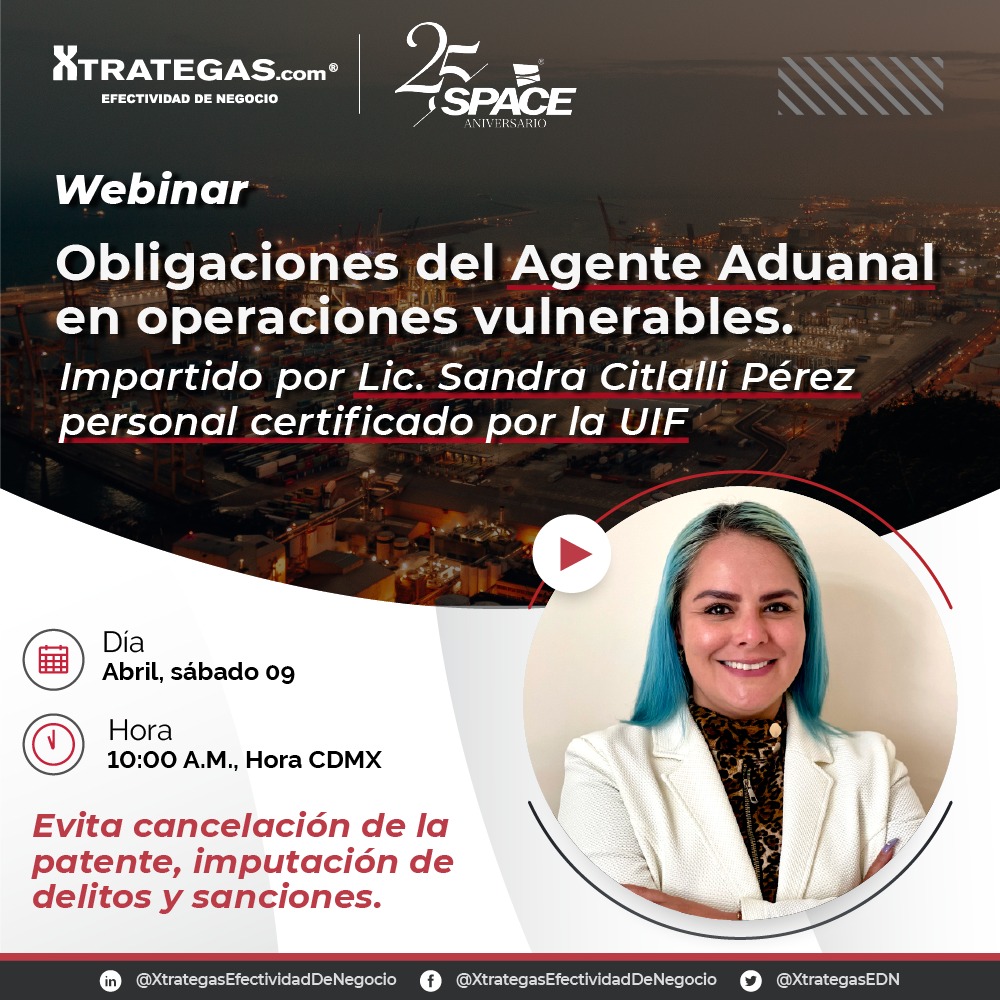 carloscsarabia's tweet photo. Seguimos con las #conferencias de #OperacionesVulnerables. Coadyuvamos con los #AgentesAduanales para cumplir con sus obligaciones. Esta es una plática exclusiva, si deseas conocer más webinars, contáctanos: contacto@xtrategas.com https://t.co/xMPICA2t2J