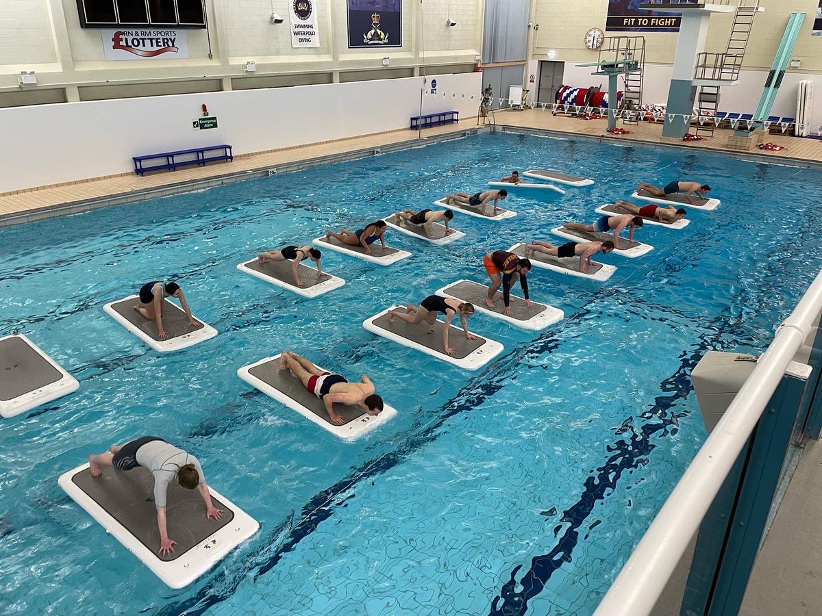 URNUSolent's tweet photo. Recently we got the chance to try Float Fit. We had various levels of success. It’s harder thank it looks! Thank you to @HMSTEMERAIRE for hosting us. #floatfit #tryingnewthings https://t.co/g58xiSir85