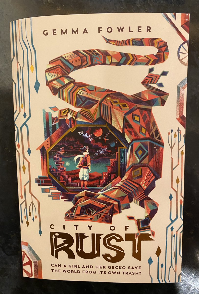 KevC46's tweet photo. I adored #CityOfRust @gemmarfowler An adrenaline-fuelled and action-packed sci-fi adventure with strong ecological messages and themes. With a drone flying Gecko, bounty hunters, perilous escapes and a huge trash bomb that threatens to destroy the world this is a great read. https://t.co/qeeOv3P8n4