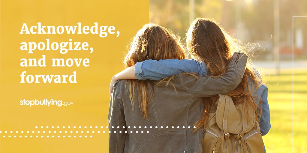 StopBullyingGov's tweet photo. If you displayed #BullyingBehavior, the best thing you can do is acknowledge you were wrong, apologize, and move forward.
https://t.co/vCerFJq33n
#ChooseKindness #StopBullying https://t.co/CJJVA5KcSy