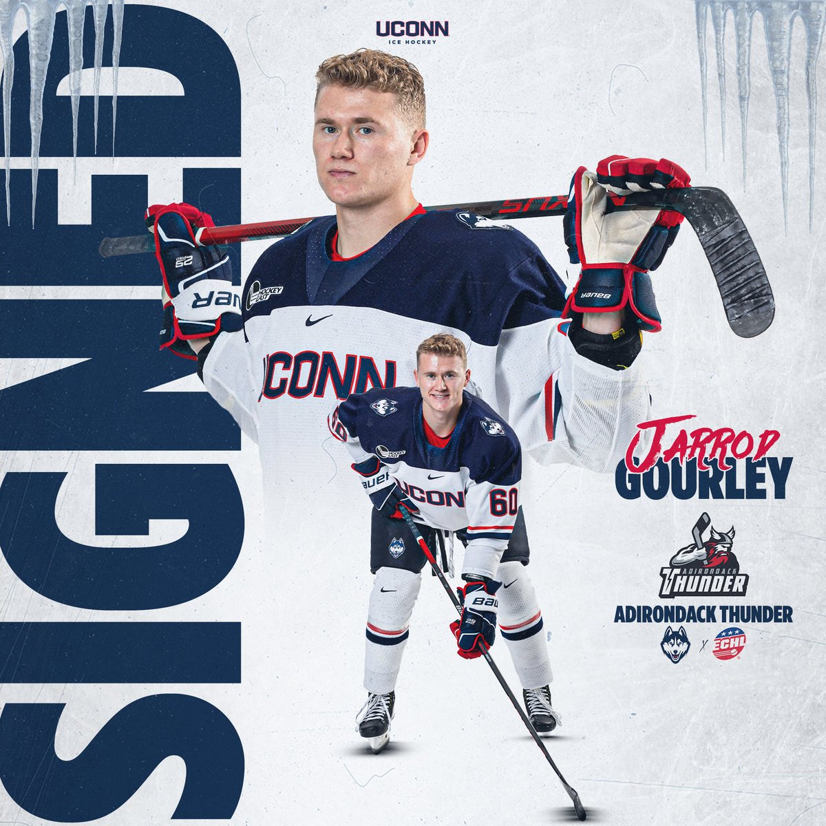 Opening the week with another Husky signing a pro deal.

Congrats to <a href="/jarrodgourley/">Jarrod Gourley</a> who will join the <a href="/ECHLThunder/">Adirondack Thunder</a> after his season in Storrs.
