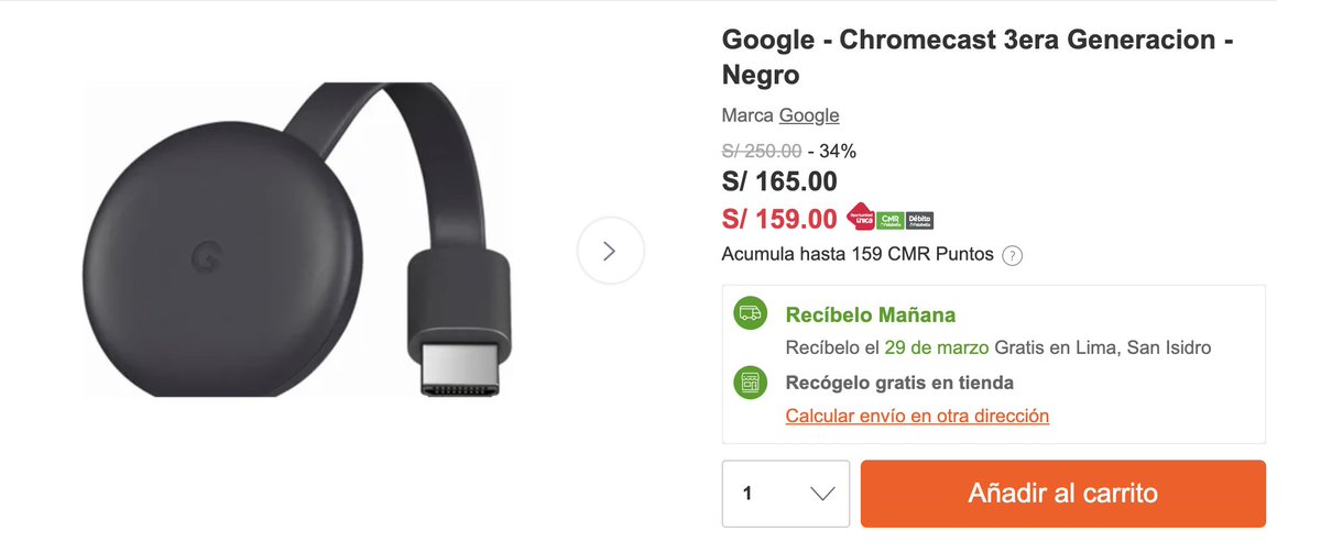 KnastaPeru's tweet photo. Google - Chromecast 3ra Generación S/ 165.00 #CyberDays #CyberDaysPe #CyberDaysPeru
https://t.co/XxciK1WVqZ https://t.co/7AupYXmuFm