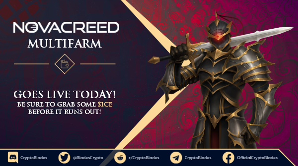 CryptoBlades's tweet photo. 🚀NEW MULTI-FARM TOKEN🚀

🧊@NovaCreedNFT $ICE token is LIVE in our Polygon Multi-Farm! Players on Polygon can claim ICE for rewards!

👉Read about NovaCreed: https://t.co/x8TBYx5duj

💰Want to earn daily #Crypto rewards? Go to https://t.co/qNw8bf6dl7!

#CryptoBlades #SKILL #KING https://t.co/WcKeBUf4tV