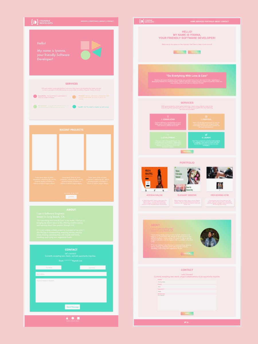 IyannaCreative's tweet image. Figma Design vs Actually Site ✨👩🏾💻💕
#100Devs #womenwhocode #figma #portfoliosite