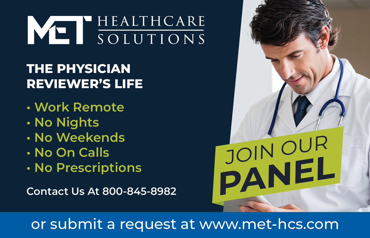 MET_HCS's tweet photo. Make a difference performing medical reviews with a quality Independent Review Organization. High earning potential and flexible hours, working when and where you want.
#medicalreviews #texasdoctors #physiciansreviewers #physiciansjobs https://t.co/Sw7eMuoWtE