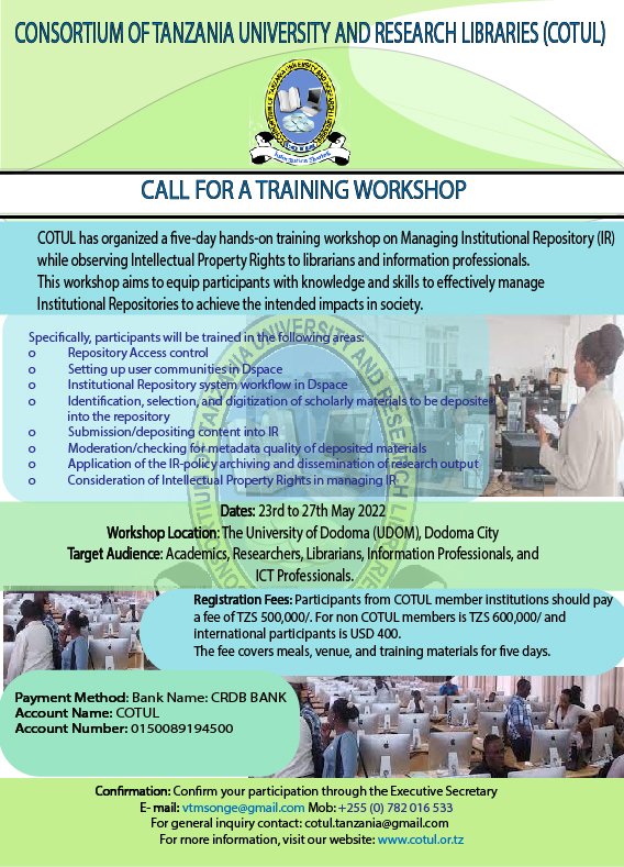 COTUL_TZ's tweet photo. Call for training workshop https://t.co/vnJkbOKtoU