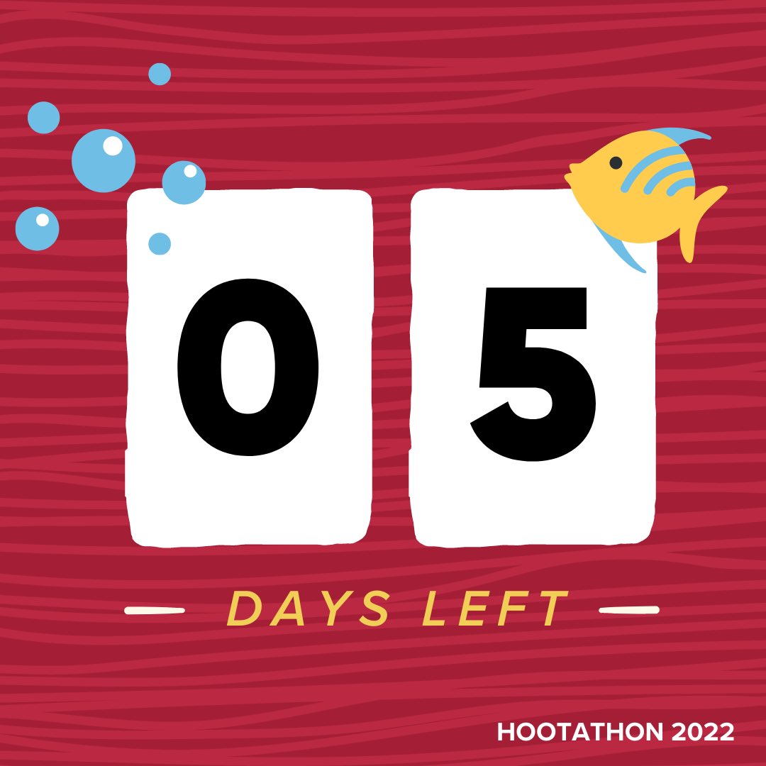HootaThon's tweet photo. 5️⃣ DAYS!!! 

With just 5 days left, we wanted to give you some Monday Motivation as you get through your final few days of fundraising! If you're interested in joining us on Saturday, April 2nd from 12pm to 8pm, sign up using the link in our bio‼️🦉 https://t.co/31VzdsCFgT