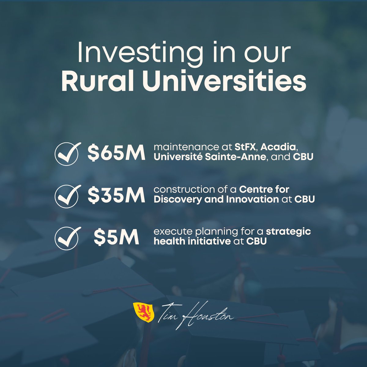 We're investing $105M in Nova Scotia's rural universities to improve infrastructure, foster research and explore ways to recruit, train, and retain more healthcare workers in our rural communities. #nspoli #novascotia