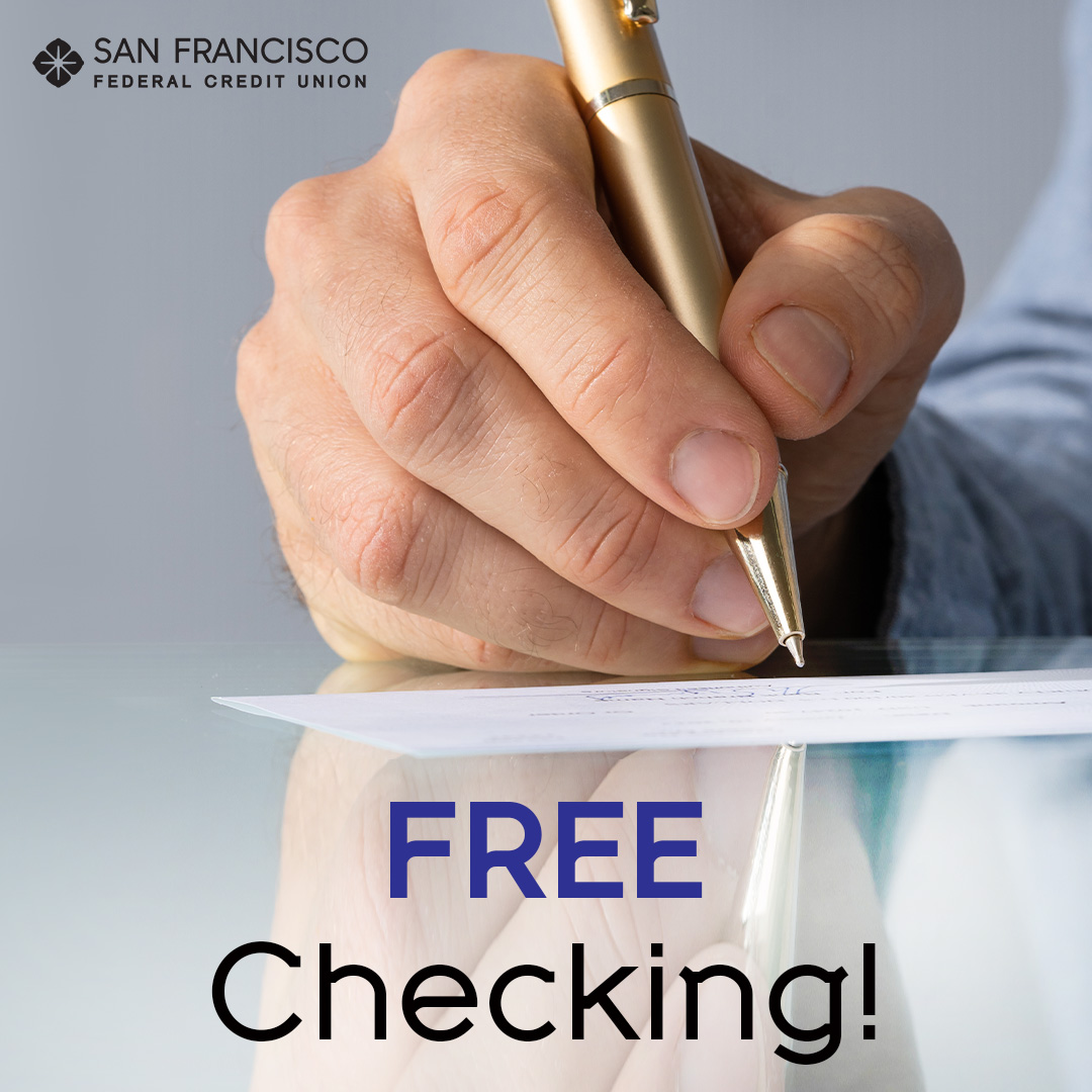 sffederalcu's tweet image. Every once in a while, we all need to write a check. So why not have a checking account with NO MINIMUM BALANCE required and NO MONTHLY MAINTENENCE FEE?

Stop by a branch, call 415-775-5377 or visit bit.ly/NoBalanceNoFees

#freechecking