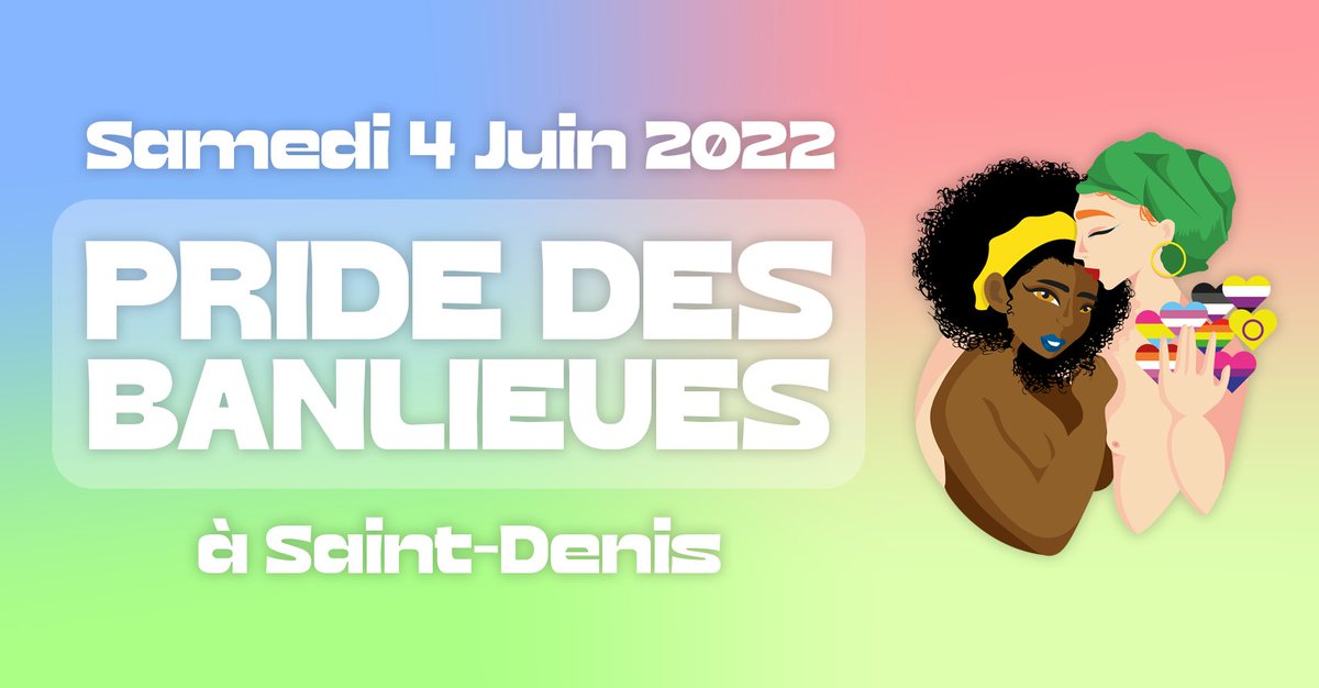 pride_banlieues's tweet photo. 📢 ELLE EST LÀ ! La page événement Pride des Banlieues est lancée ! Invitez tous·tes vos ami·e·s à nous rejoindre et soyons nombreux·ses à marcher le 4 Juin 2022 à Saint-Denis ! ⤵️
https://t.co/B2SLBedsHl

#FiertésDignitéAdelphité #PridedesBanlieues https://t.co/nycdLEhXgR