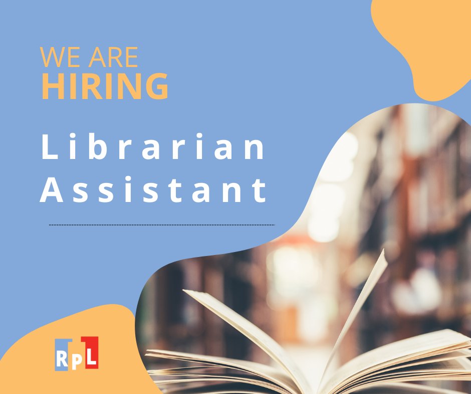 rockfordpublib's tweet photo. We're hiring! The Library currently has an opening for a full-time Librarian Assistant. Applications are excepted via email only. If you are interested, please follow the link for more information. https://t.co/YaPGadYlTe https://t.co/XSq3DcH9MT