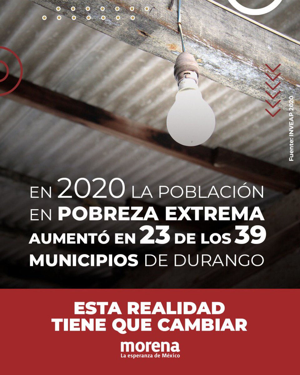 La #4T está por llegar a los 3️⃣9️⃣ municipios de Durango, donde los malos gobiernos han demostrado falta de interés por el #bienestar de su gente.

Vamos a llevar esperanza a cada rincón del estado.

#MorenaVa  👊🏻, y esta realidad va a cambiar 👇🏼