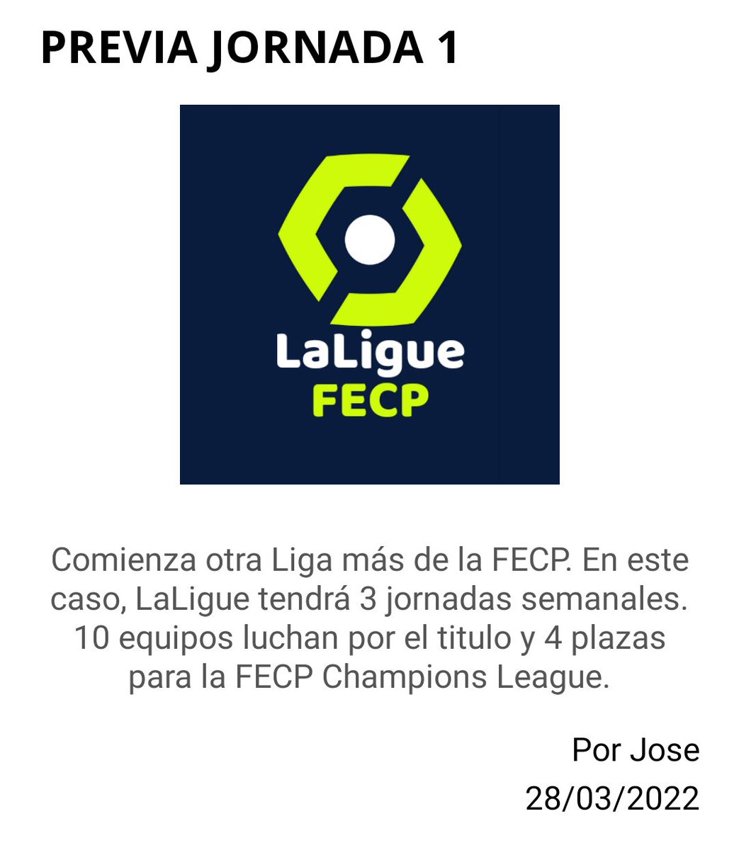 CPG_Spain's tweet photo. 🗞️PREVIA LALIGUE
Hoy comienza otra liga más de la FECP
Mucha expectación y ver el nivel de @FC_BlackBird @CavsFIFA @Future__eSports @cdlacharcapro @DhNazarenos @Northenstars1 @repusgang https://t.co/X3M3bqmrWu