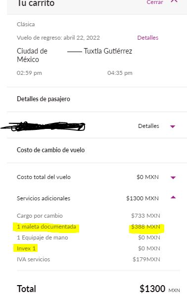 Clapalova's tweet photo. @viajaVolaris a donde me comunico para cambiar un vuelo? en línea me agrega una maleta por automatico cuando yo no estoy agregando ninguna, mi vuelo original tiene 1 maleta por benecio de tarjeta invex. Es error de su sistema? https://t.co/crHydehobY