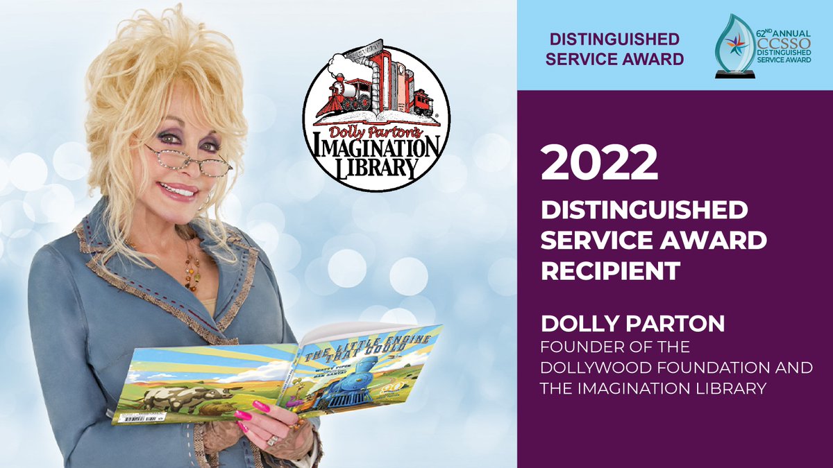 dollyslibrary's tweet photo. #NewsWorthSharing! 📚 @CCSSO today presented its 2022 Distinguished Service Award to @DollyParton for her work to expand early childhood literacy! Congratulations, Dolly, and thank you for continuing to inspire a love of reading in children of all ages! https://t.co/8Zr2WvqsFo https://t.co/ixF3FXtLAP
