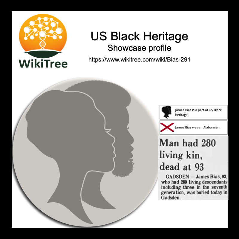 WikiTreers's tweet photo. Today's #USBH #ProfileoftheWeek profile: James Bias from #Alabama
https://t.co/JhjfA49PKx
#USBlackHeritage #WikiTree #AlabamaGenealogy https://t.co/ntVZWjWuDk