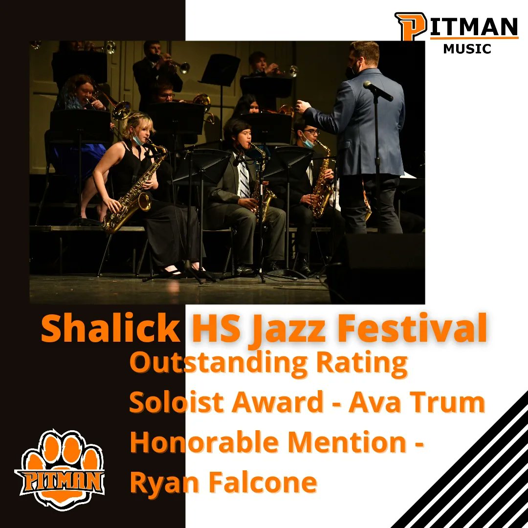 What a weekend! 2 Competitions, 2 Outstanding Ratings, 4 Soloist awards. Congrats to Ava on a Best Soloist Award BOTH nights and to Ryan for an Honorable Mention on Friday and Ian a Best Soloist Award on Saturday. #PitmanPantherPride #PitmanMusic #Jazz