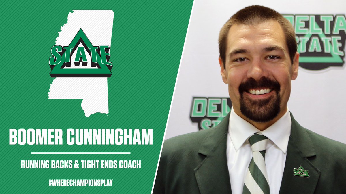 DeltaStateFB's tweet photo. #DSUFamily, @CoachToddCooley Add Cunningham to Delta State Coaching Staff

📰: https://t.co/Btc0RMQF5i

#WhereChampionsPlay🏈 https://t.co/zR6jEWKSqn