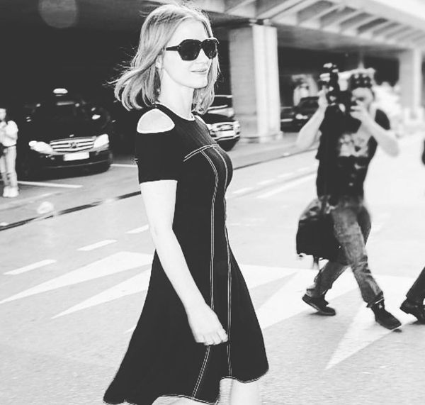 Congrats to #JessicaChastain  on last night's win ✨! 
[Throwback to Jessica at the 69th Cannes Film Festival wearing the Theodora from our Dusan Reljin  collab]. #Oscars